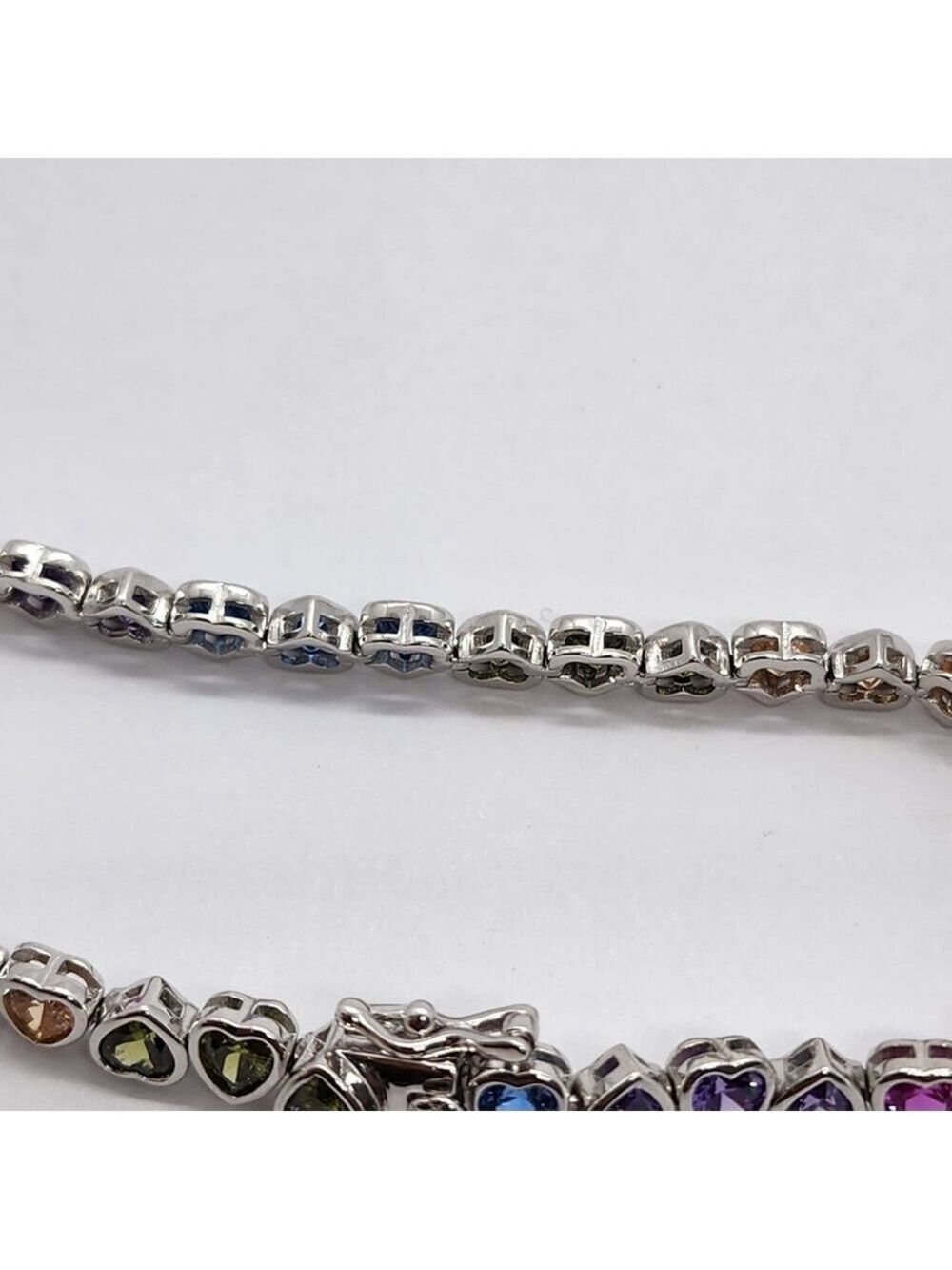 Sterling Silver 925 Rainbow Hearts Bracelet – Colorful & Charming Jewelry - Picture 3 of 3